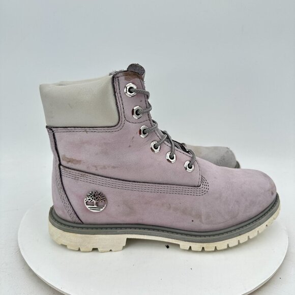 Timberland Nellie Women Size 7.5 Mono Grey Nubuck Leather Hiking Ankle Boot - Picture 4 of 11